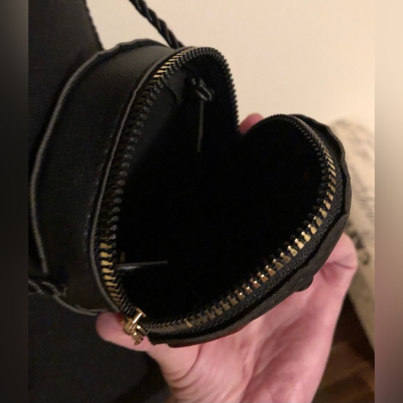 Mini Bag; Lady Bug; Red & Black; Vegan Leather; Rope Strap; Approx 4” Diameter - Picture 4 of 6